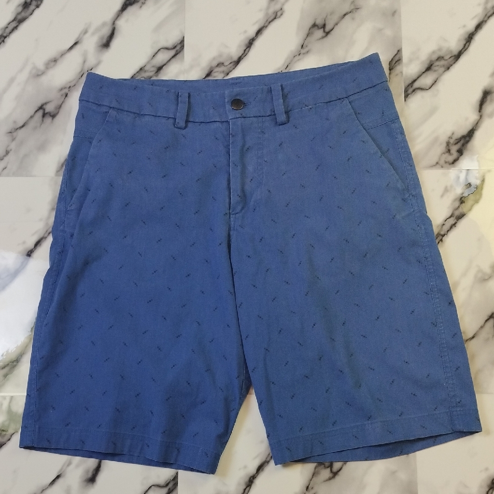 Lululemon‎ Athletica Blue Flat Front Chino Shorts Large Pockets